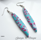 Ref E108-03 Blue & pink flower dagger earrings v1
