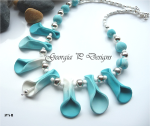 Polymer Clay blue tone necklace