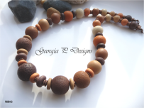 Polymer Clay brown mix tribal necklace