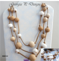 Polymer Clay neutral mix 3 strand necklace