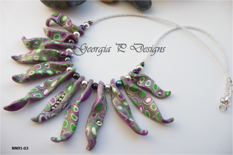 Polymer clay orchid twist necklace