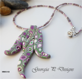 Polymer Clay orchid pendant necklace
