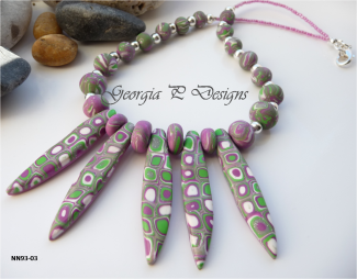 Polymer Clay Orchid Spike necklace