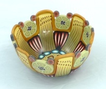 Polymer clay decorated bowl by Emily Squires Levine (http://www.etsy.com/uk/shop/emilysquireslevine/sold)