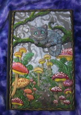 Polymer Clay Alice in Wonderland inspired covered Journal by Laurie Grassel