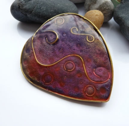 Polymer Clay & Wire Large Heart brooch