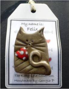 Polymer clay cat brooch - Felix