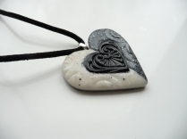 Polymer clay marble/granite effect heart pendant
