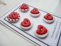 Polymer clay heart buttons