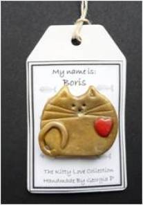 Polymer clay cat brooch - Boris