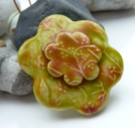 Polymer clay lime flower brooch